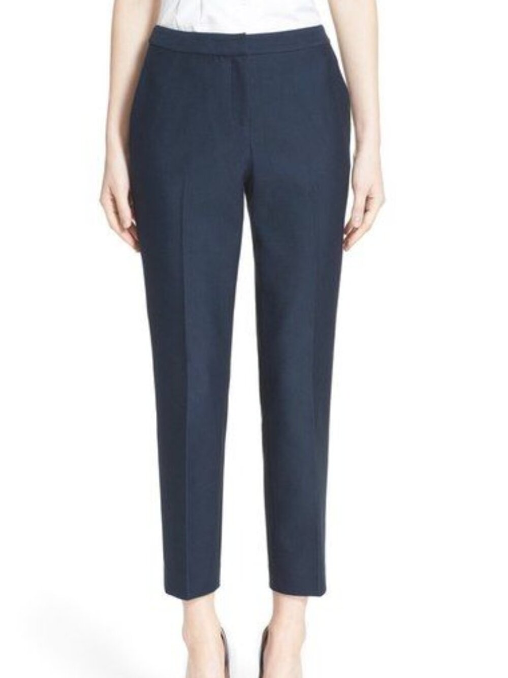 Nordstrom Signature Caroline Issa Navy wool Cropped Pants Size 6
